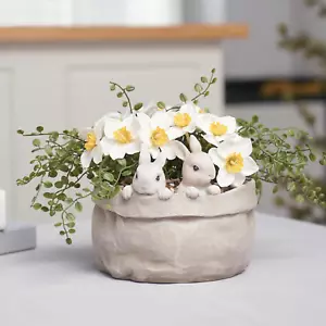 Spring Bunny Flower Pot, Easter Decor Planter for Succulents & Cactus, Indoor/Ou - Picture 1 of 12