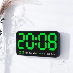 Large Digital Alarm Clock Voice Control LED Temperature Dual Alarm Snooze 12/24H - Picture 1 of 9