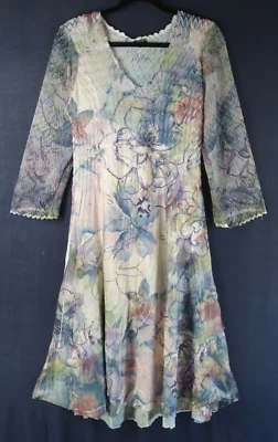 NEW Komarov Floral Charmeuse & Chiffon Midi Cocktail Dress Size XL #D7325 - Image 1 of 4
