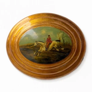 Antique Miniature Racehorse, Figure Vintage art, Gilded Frame, Collectible - Picture 1 of 10