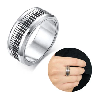 Anillo de teclado para piano afortunado spinner para hombres anillo de acero inoxidable alivio del estrés joyería - Imagen 1 de 6