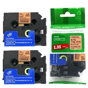 2/Pack 12 mm schwarz auf fluoreszierend orange P-touch Modell PT520, PT-520 Drucker - Bild 1 von 1