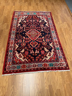 4.5 X 6.10 Navy Hand Knotted 100% Wool Vegetable Dye Rug - Image 1 of 4