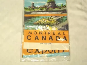 Recuerdos vintage sellado Expo Montreal Canadá lino irlandés puro 20 x 29 - Imagen 1 de 4