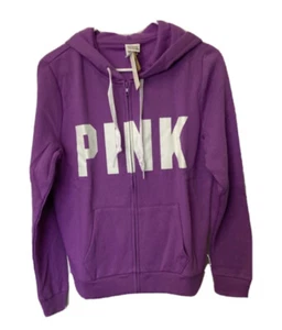 Vs Victorias Secret Pink Perfect Full Zip Hoodie Sweater Jacket Top Purple XXL - Picture 1 of 3