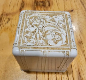 Vintage weiß Zelluloid Kunststoff Ehering Präsentationsbox rot Samt - Bild 1 von 9