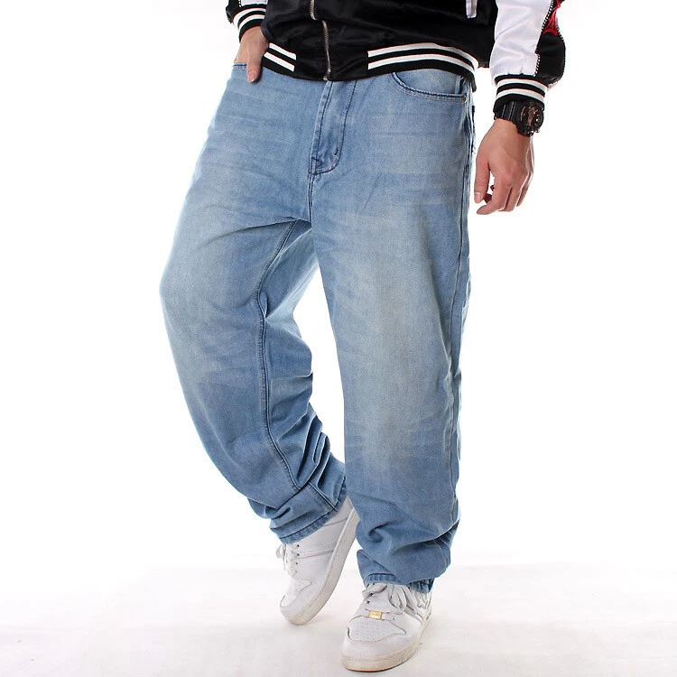 New Loose Hip-Hop Mens Jeans Pants Baggy Loose Denim Streetwear Trousers