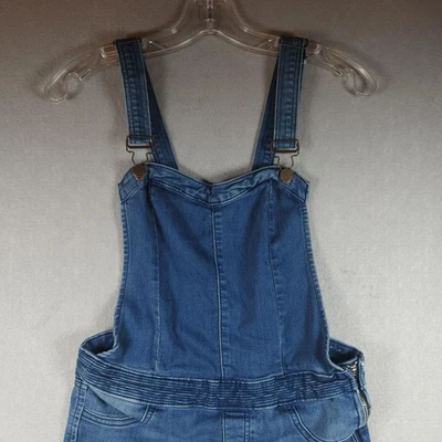 Macacão Almost Famous Feminino Médio Azul Denim Skinny Bib Macacão Elástico - Imagem 1 de 4