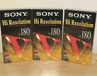 3 X SONY HI RESOLUTION E-180 VHS Tapes Job Lot Bundle