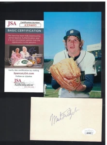 Mark Fidrych Detroit Tigers Signed Index Card With 4x6 Print JSA - Picture 1 of 1