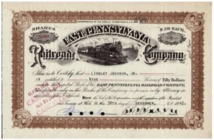 RARO ESTE PENNSYLVANIA RR STOCK con AUTÓGRAFO de GEO. BAER, ¡PREZ DE LECTURA! ¡CV $200! - Imagen 1 de 2