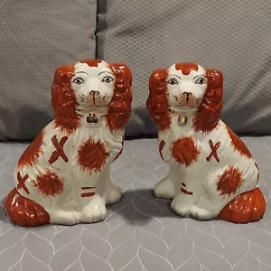 Staffordshire Spaniel Hund 7,25 Zoll weiß russisch Paar Anfang 19. Jahrhundert - Bild 1 von 14