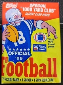 (1) 1989 Topps NFL Football Wax Pack (15 Karten + 1 Sticker) Factory Sealed!! - Bild 1 von 2