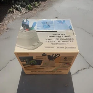 Premier Qi WIRELESS CHARGING STAND with DUAL USB CHARGER & DESK ORGANIZER (5W) - Picture 1 of 3