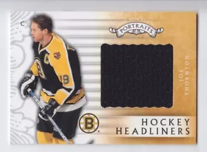2003-04 UD CLÁSICOS RETRATOS JOE THORNTON CAMISETA HOCKEY CABEZAS DE CARTEL Game Bruins - Imagen 1 de 1