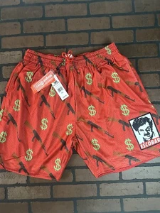 Pantalones Cortos de Baloncesto PABLO ESCOBAR Rojo Headgear Clásicos ~Nunca Usados~ 3XL - Imagen 1 de 5