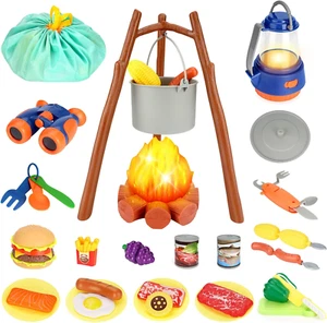 Juego de juguetes de camping para niños con fogata y comida para jugar en interiores/exteriores - Imagen 1 de 12