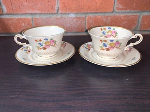 Syracuse China Old Ivory OPCO Coventry Footed Tea Cup & Saucer Set 1950’s X 2 - Picture 1 of 11