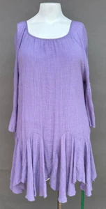 Indigo Soul Dress Women M Lavender Long Flare Sleeve Boho Tunic Top Scoop Neck - Picture 1 of 13