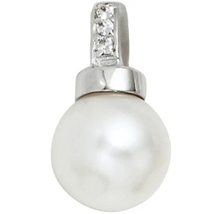 JOBO Anhänger 925 Sterling Silber rhodiniert 3 Zirkonia Perlenanhänger - Bild 1 von 4