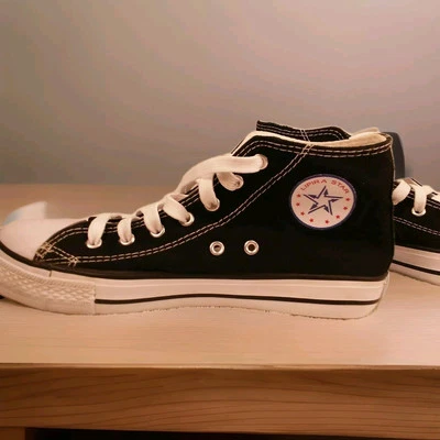 Sapatos de Lona Lipira Star Corte Alto Unissex Moda Prris ~Preto ~Tamanho 10 - Imagem 1 de 4