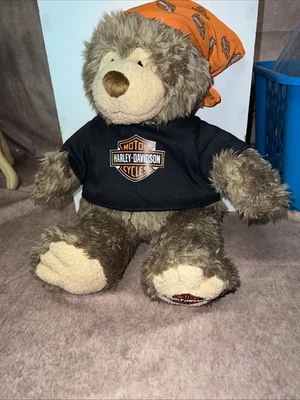 Harley Davidson 2003 oso de peluche naranja bandana felpa 12"" barra y escudo logotipo Foto 1 de 4