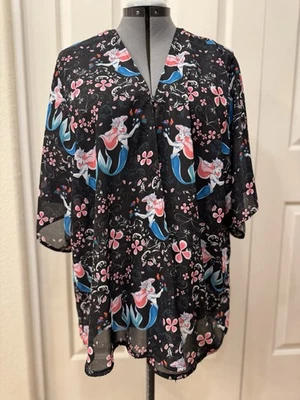 Disney Little Mermaid Ariel Watercolor Kimono Swim Cover Up Pool Beach Size L - Image 1 of 4