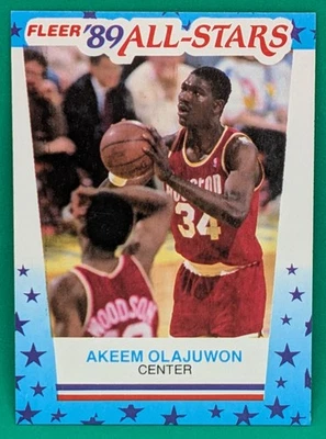 1989 Fleer Basketball AKEEM OLAJUWON All Stars Sticker Card #2 - CRISP - Image 1 of 4