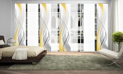 8er-Set Schiebegardine Wuxi, blickdicht, Höhe 245 cm, gelb WFI - Bild 1 von 3