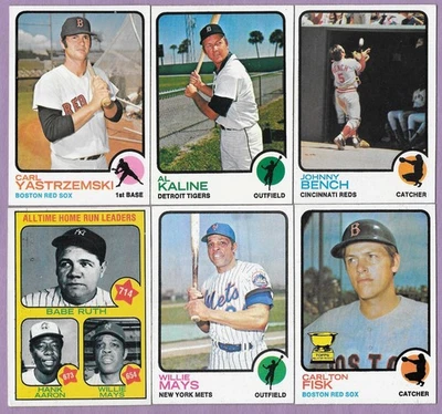 1973 年 Topps 巨大名人堂 批量:Mays Bench Fisk Seaver Yaz Kaline Gossage RC 许多 EX-NM — 第 1/4 张图片