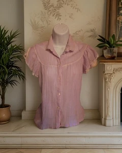 Lovely Vintage 1970's Lavender Bohemian Top - Picture 1 of 2