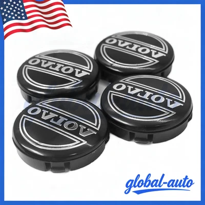 4Pcs For VOLVO Center Wheel Hub Caps Cover Black Silver Logo Rims 3546923 Foto 1 de 4