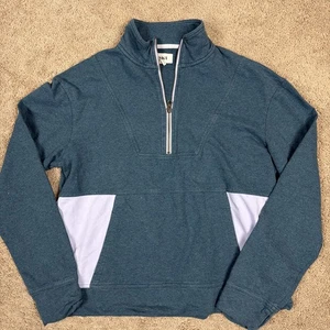 Top Pullover Pact Mujer M Azul Teal Bloque de Color 1/4 Cremallera Algodón Orgánico Colegial - Imagen 1 de 8