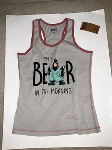 Lazy One Bear In AM Grey PJ Tank Top Size S New with Tags - Picture 1 of 6