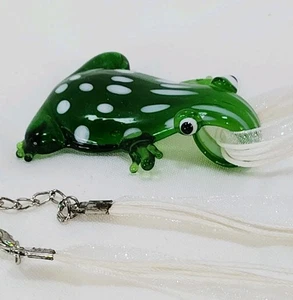statuina rana animali vetro soffiato collana decorazione arte miniatura pois bianchi - Foto 1 di 7