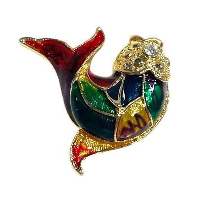 Broche prendedor tropical vintage esmaltado cloisonné multicolor pez koi elegante ecléctico Foto 1 de 4