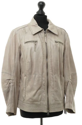 Milestone Damen Lederjacke Jacke 44 grau beige used kurz leicht Leder Lammleder - Bild 1 von 4