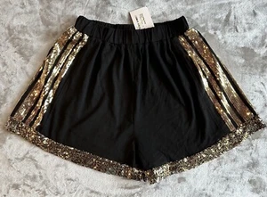 Traumhafte Fawn Pailletten Gameday Shorts Damen Gr. S schwarz schimmernder Sand Boutique - Bild 1 von 5