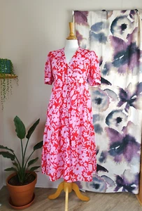 BNWT BODEN Red & pink floral 100% Cotton sheath dress size 12 P - Picture 1 of 11