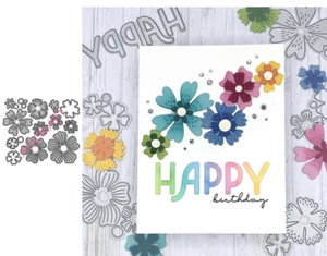 Juego de flores troqueles de corte de metal para hacer tarjetas álbumes de recortes papel artesanías Reino Unido - Imagen 1 de 4