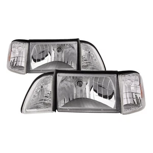 PERDE Euro Headlights Set Clear w/Amber Fits 87-93 Ford Mustang - Picture 1 of 9