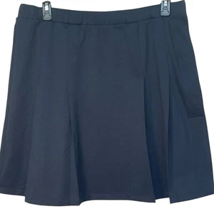 Lands' End Adaptive Skirt Women Size 14 Navy Blue Magnetic Closure Pleated - Picture 1 of 8