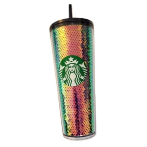 Starbucks 2020 Blue and Iridescent Sequin Cold Tumbler Venti 24 Oz Collector New - Picture 1 of 4