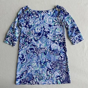 Lilly Pulitzer UPF 50+ Mini Sophie Shift Dress XS 2/3 Girls Blue Unicorn - Picture 1 of 6