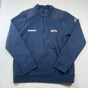 Vineyard Vines Martha’s Vineyard Shark Week Youth Girls Pullover 1/4 Zip Blue L - Picture 1 of 12