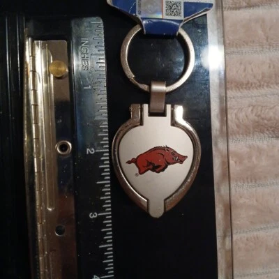 Arkansas Razorback Metal Heart Locket Keychain [NEW] Key Chain Picture Frame - Image 1 of 4