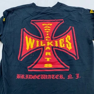 vintage MARTIAL ARTS WILKIES WARRIORS LONG SLEEVE T-Shirt M academy Alex mma - Picture 1 of 11