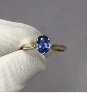Ceylon Sapphire 14ct Gold Single Stone Ring Size J 1/2 NRV £1,125.00 Engagement - Picture 1 of 11