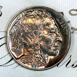 * 1936-P SATIN * PRISTINE++ GEM PROOF BUFFALO NICKEL * FROM ORIGINAL COLLECTION - Picture 1 of 3