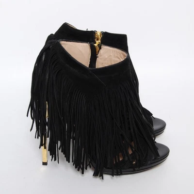 Zapatos de tacón alto Herve Leger para mujer negros gamuza cuero flecos zapatos de salón talla 38 EUR Foto 1 de 4